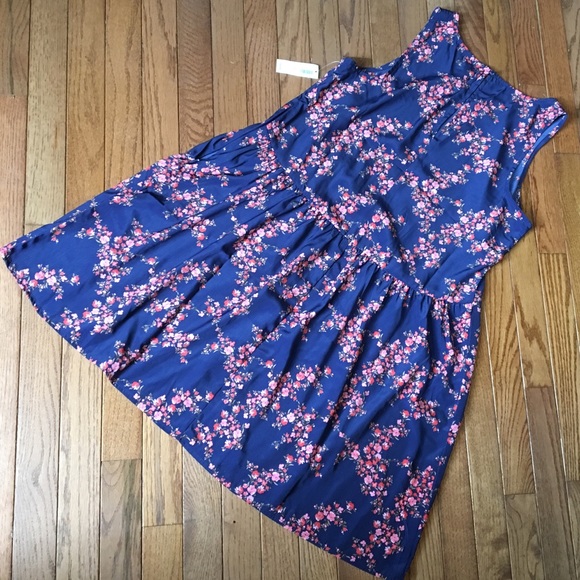 NEW! {Old Navy} Blue Floral Dress Large - Picture 2 of 5